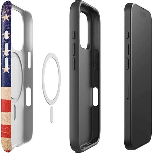 Distressed American Flag iPhone 16 Pro Magsafe Impact Case